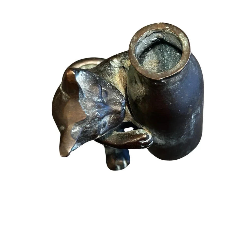 Vintage San Pacific intl‎ Bronze Cat With Milk Bottle